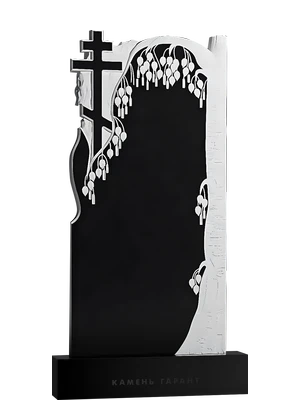 Памятник с изображением березы и православного креста